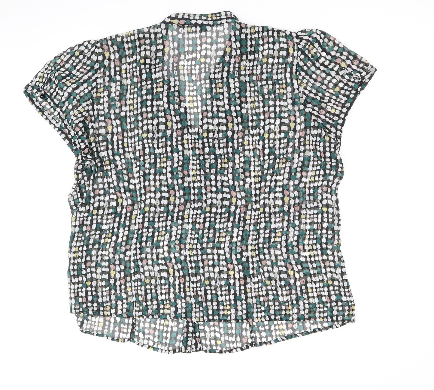 Bonmarche Womens Multicoloured Geometric Polyester Basic Button-Up Size 22 V-Neck