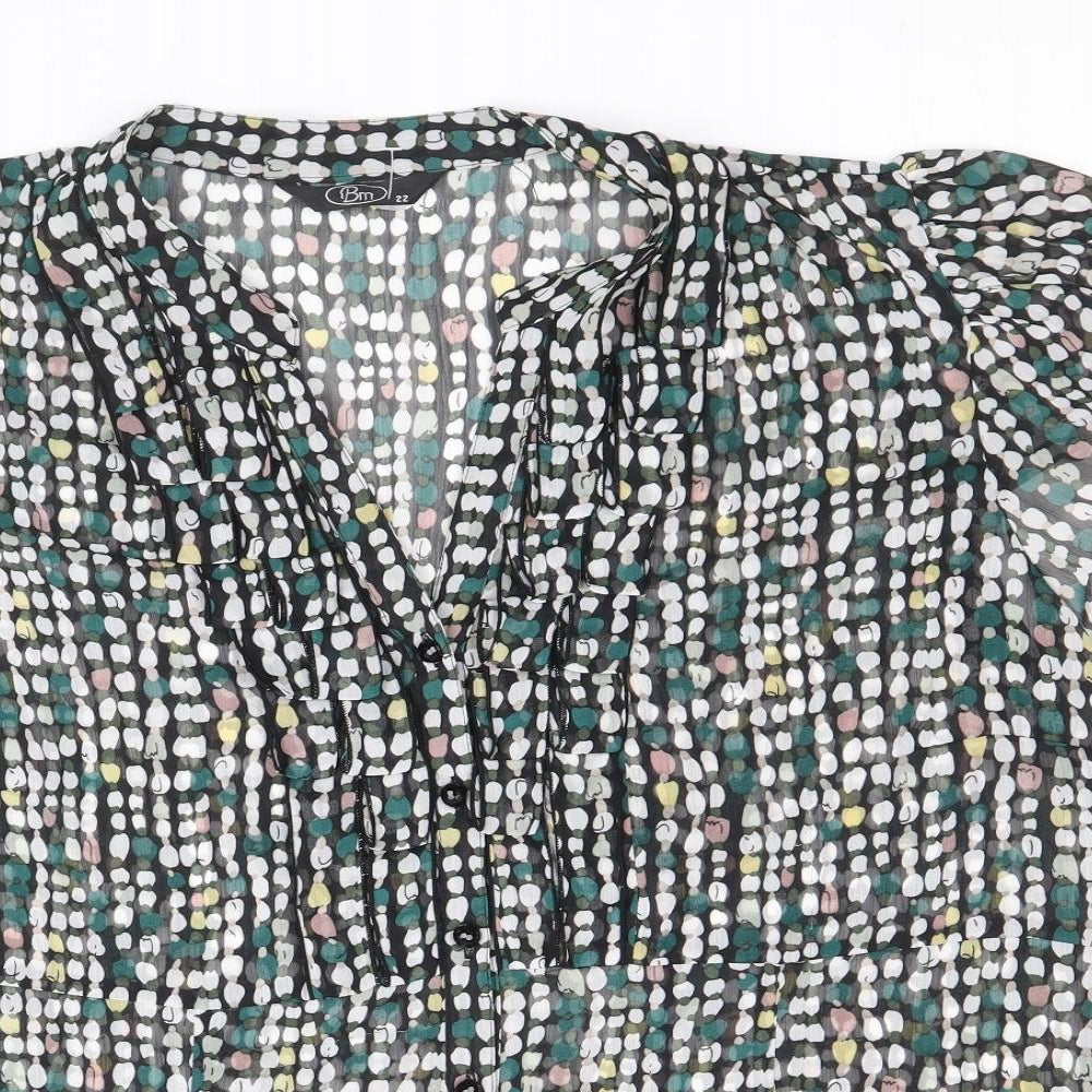 Bonmarche Womens Multicoloured Geometric Polyester Basic Button-Up Size 22 V-Neck