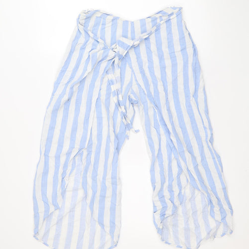 Eight Paris Womens Blue Striped Polyester Cropped Trousers Size S Regular Zip - Culottes