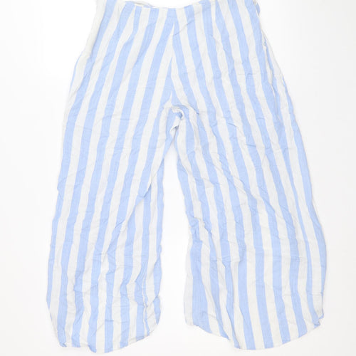 Eight Paris Womens Blue Striped Polyester Cropped Trousers Size S Regular Zip - Culottes