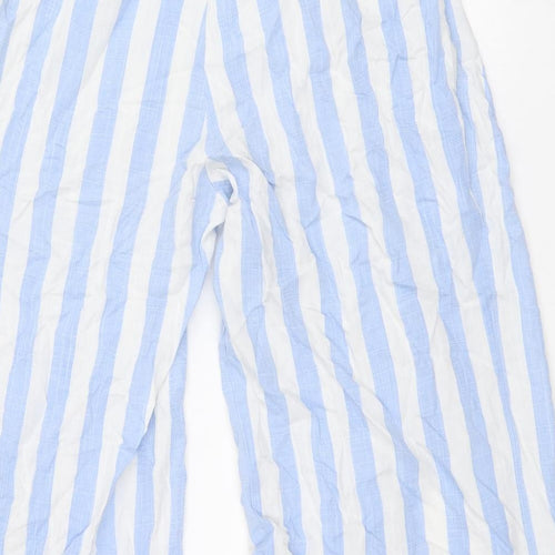 Eight Paris Womens Blue Striped Polyester Cropped Trousers Size S Regular Zip - Culottes