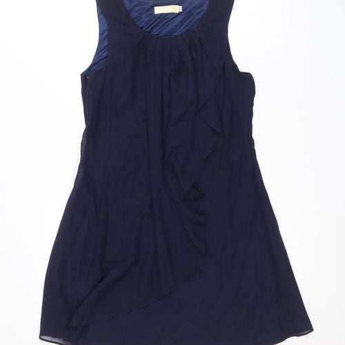 Angel Eye Womens Blue Polyester A-Line Size M Scoop Neck Zip - Size M-L