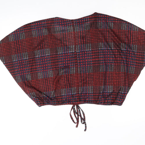 RESERVED Womens Multicoloured Plaid Polyester Cropped Blouse Size M V-Neck