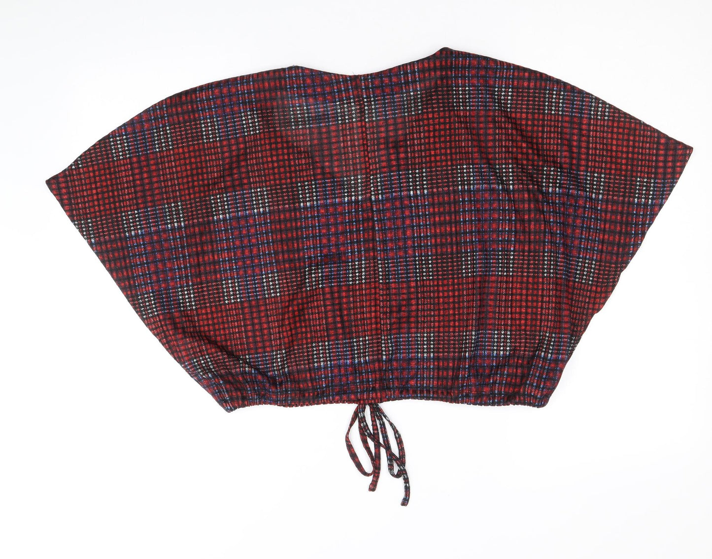 RESERVED Womens Multicoloured Plaid Polyester Cropped Blouse Size M V-Neck
