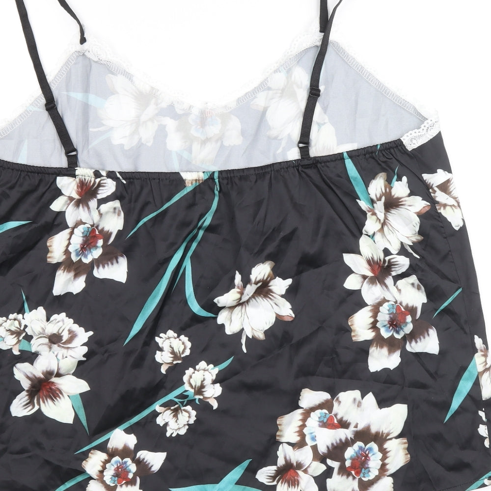 Irevial Womens Black Floral Polyester Camisole Tank Size 2XL V-Neck