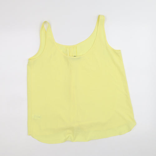 TU Womens Yellow Polyester Basic Tank Size 14 Scoop Neck - Twist Detail