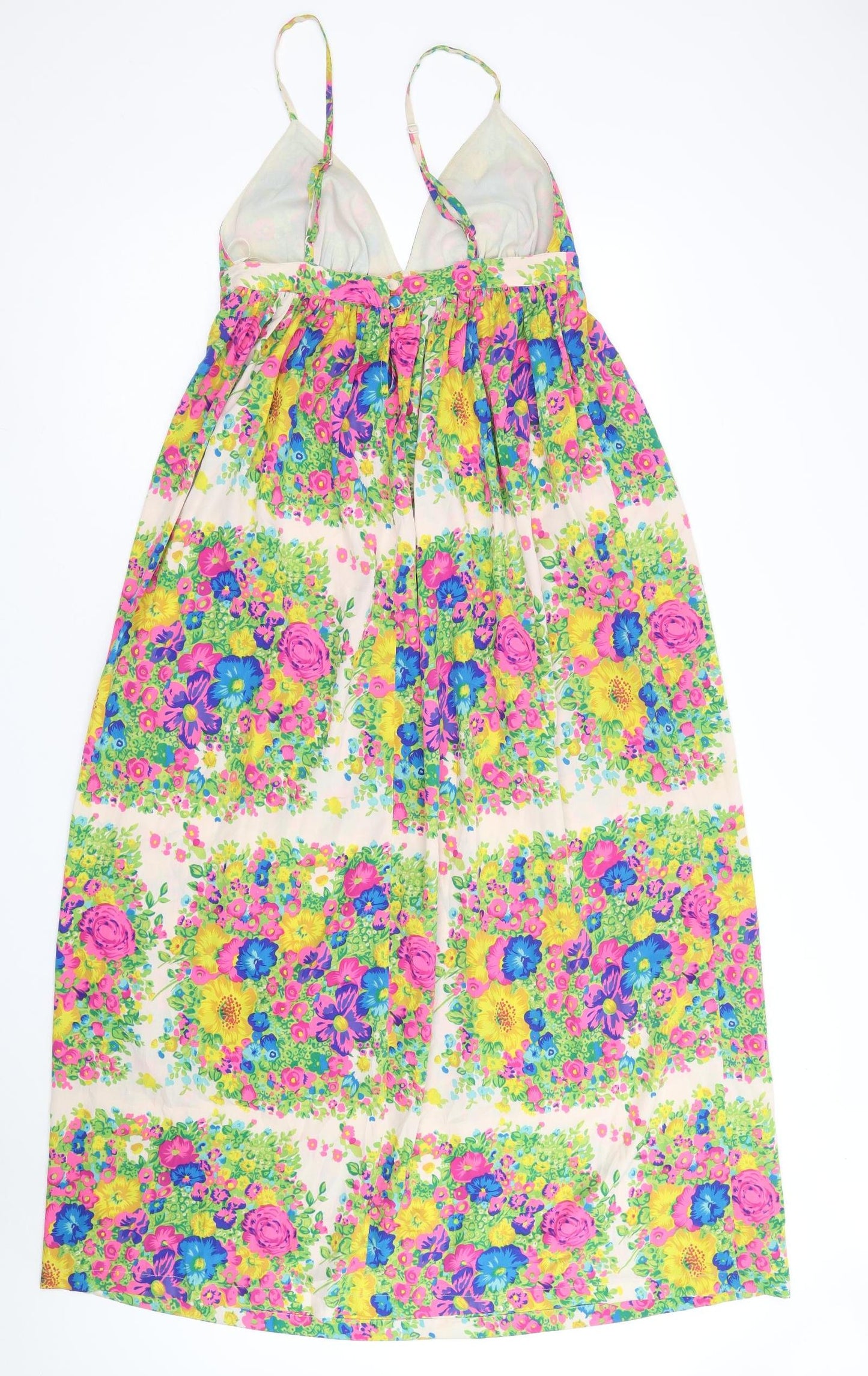 Topshop Womens Multicoloured Floral Polyester Maxi Size 14 V-Neck Button