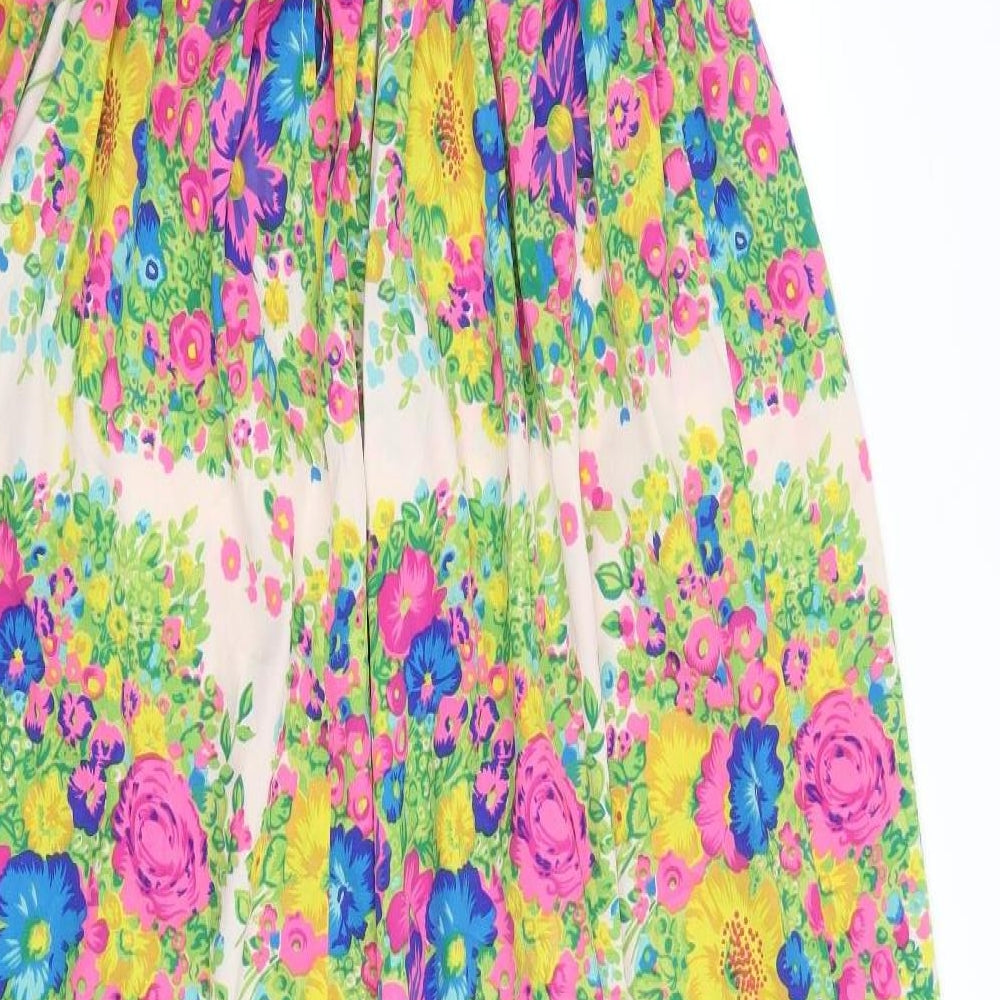 Topshop Womens Multicoloured Floral Polyester Maxi Size 14 V-Neck Button