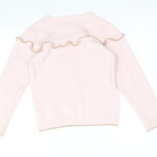 Crafted Girls Pink Round Neck Acrylic Pullover Jumper Size 9-10 Years Pullover