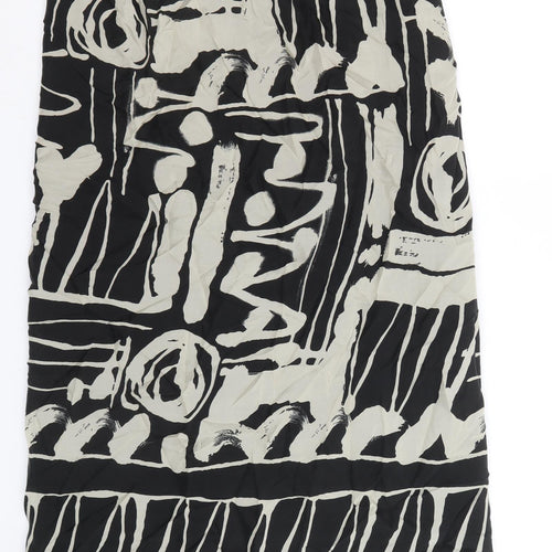 Planet Womens Black Geometric Cupro Wrap Skirt Size 8 Hook & Eye