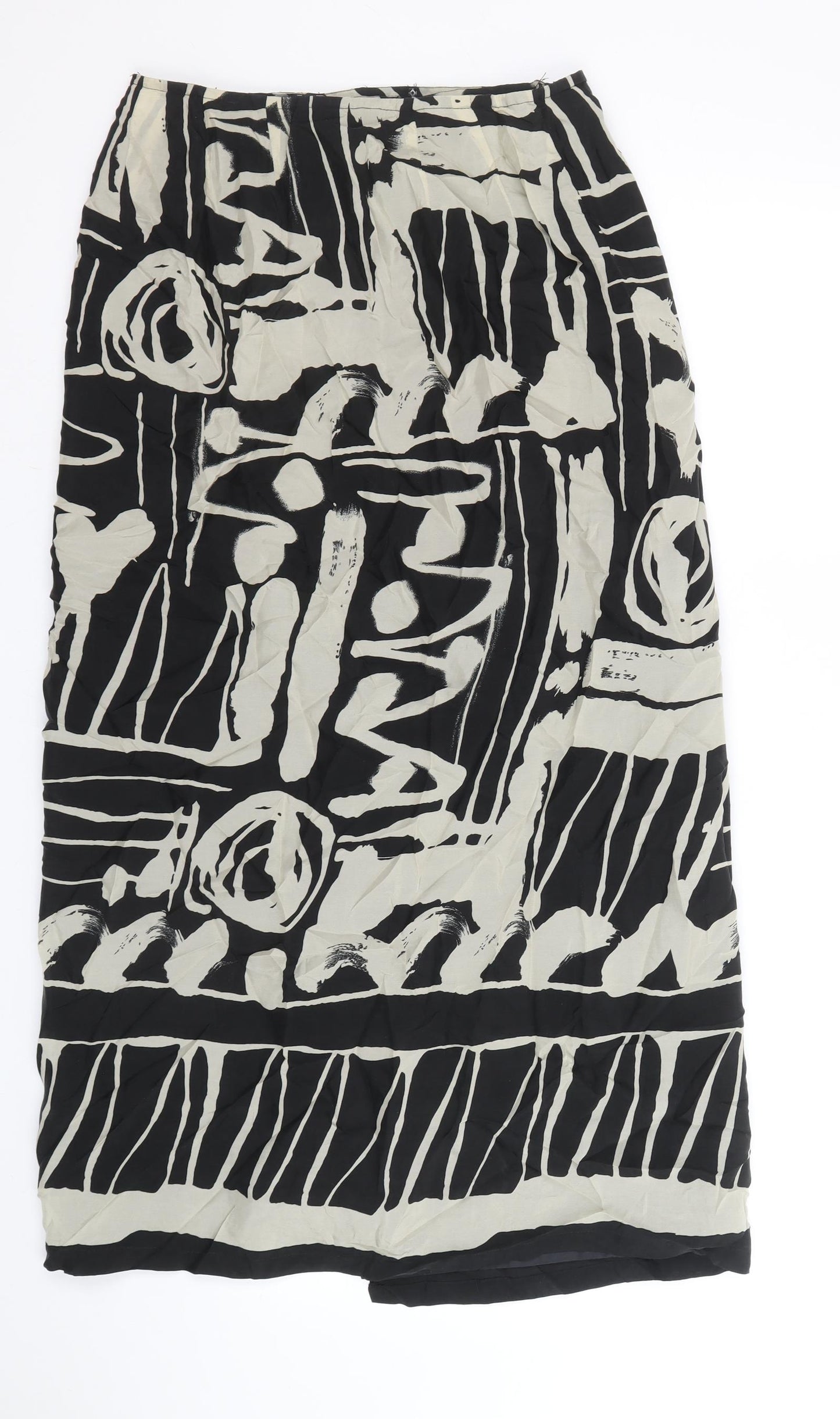 Planet Womens Black Geometric Cupro Wrap Skirt Size 8 Hook & Eye
