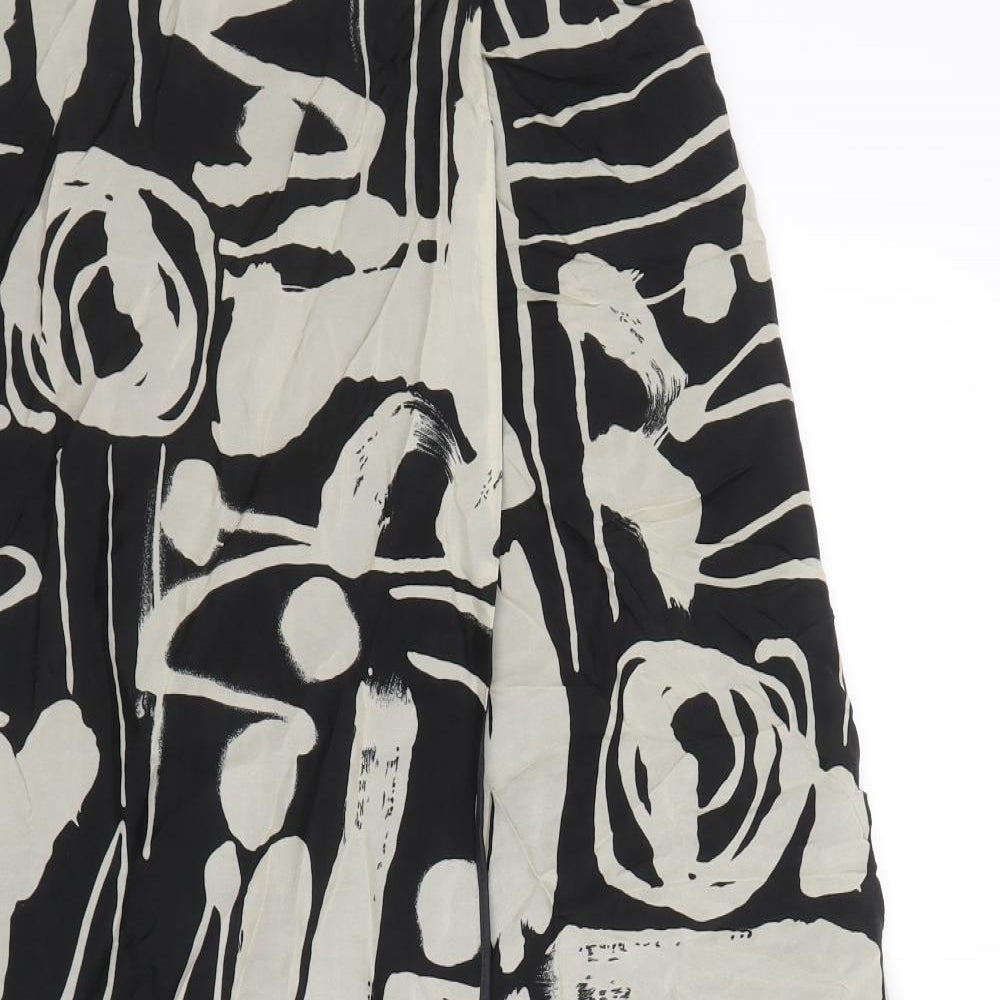 Planet Womens Black Geometric Cupro Wrap Skirt Size 8 Hook & Eye