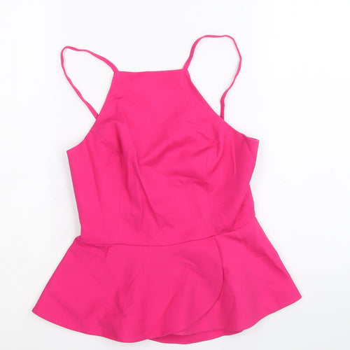 Forever New Womens Pink Modal Basic Tank Size 8 Square Neck - Peplum