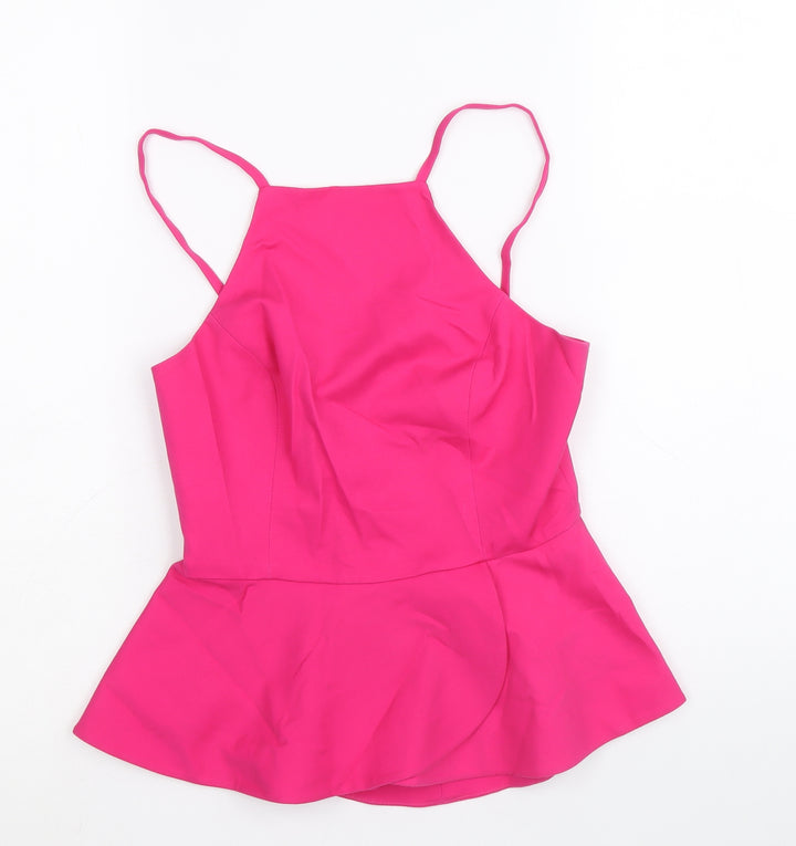 Forever New Womens Pink Modal Basic Tank Size 8 Square Neck - Peplum