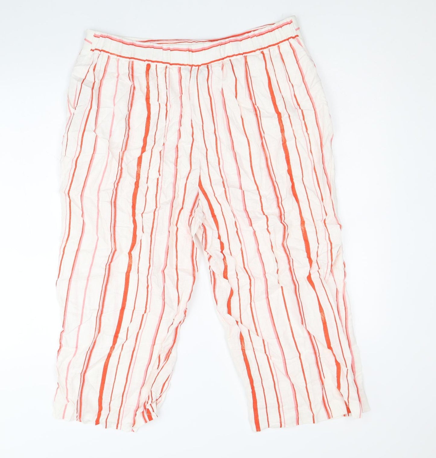 Nutmeg Womens Orange Striped Viscose Cropped Trousers Size 16 Regular Zip - Culottes