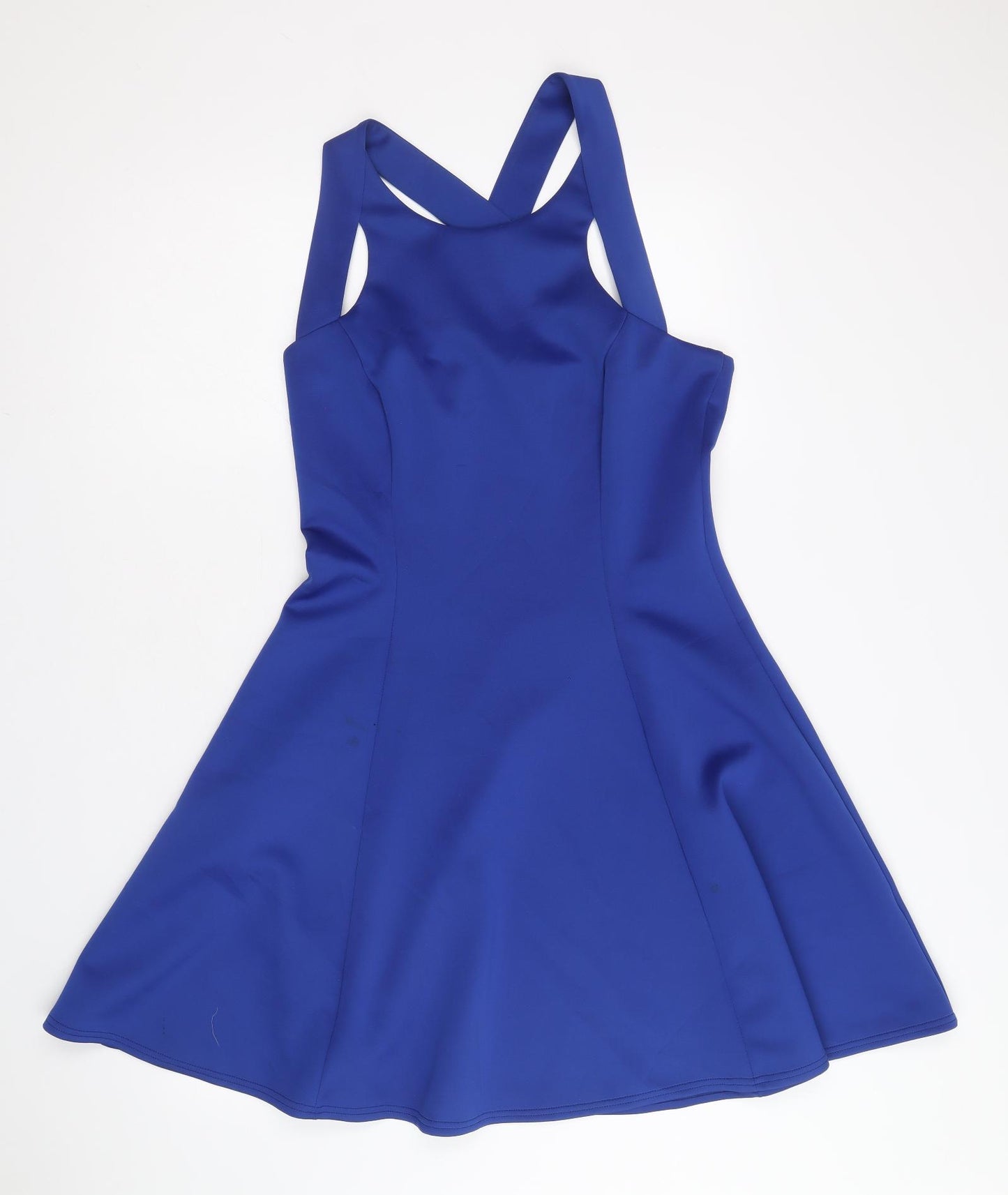 F&F Womens Blue Polyester Skater Dress Size 12 Round Neck Pullover