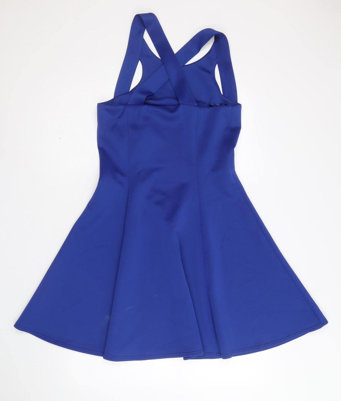 F&F Womens Blue Polyester Skater Dress Size 12 Round Neck Pullover
