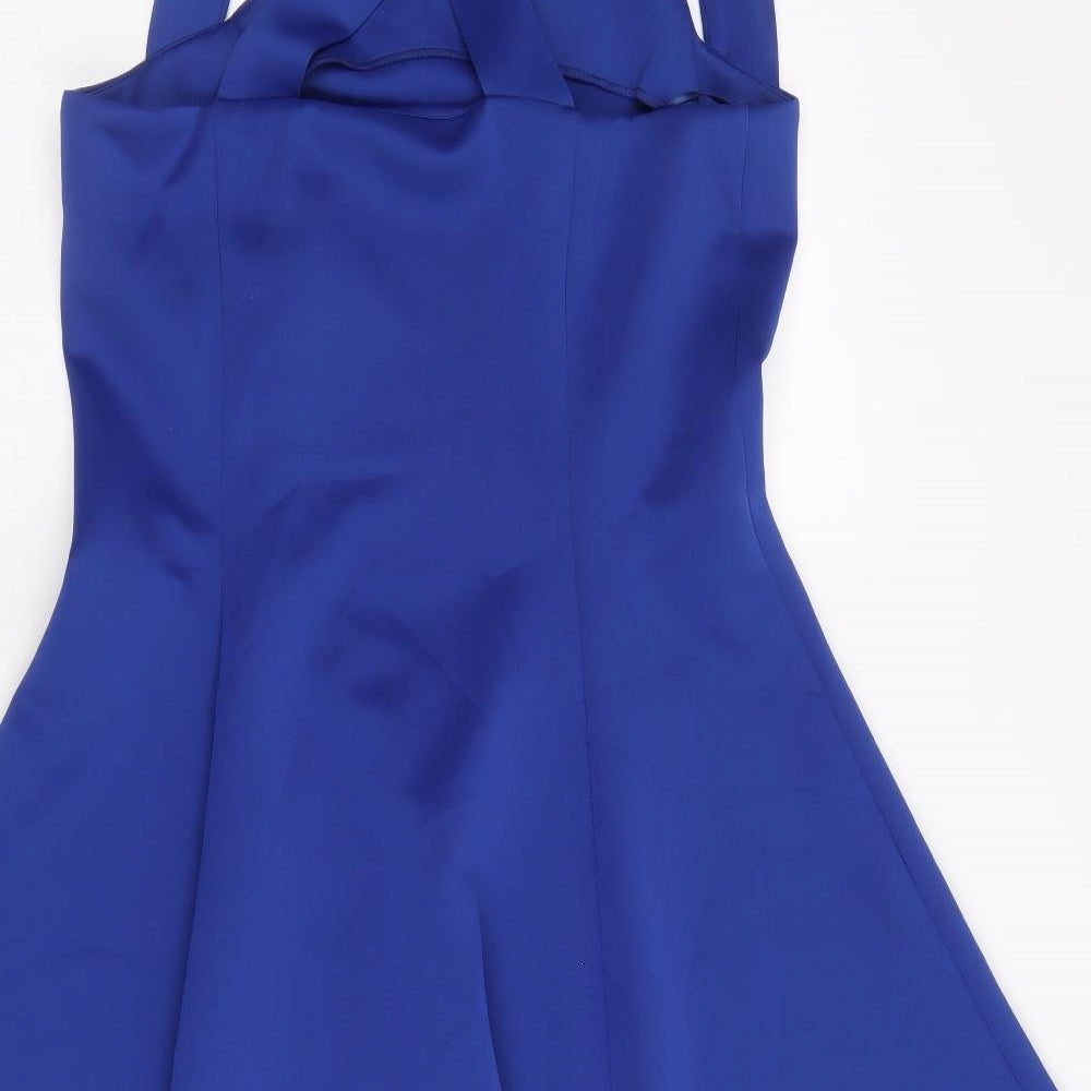 F&F Womens Blue Polyester Skater Dress Size 12 Round Neck Pullover