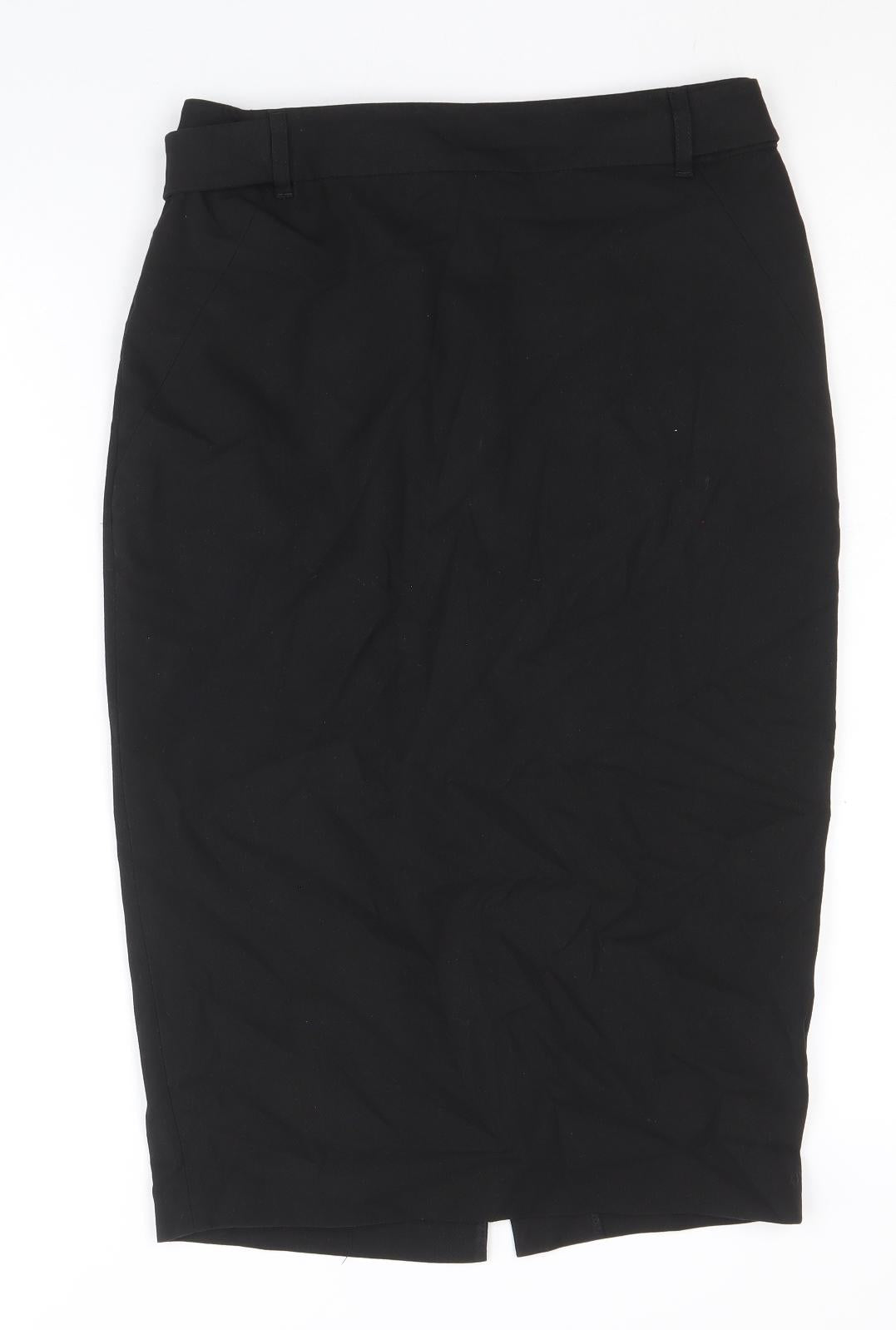 NEXT Womens Black Polyester Straight & Pencil Skirt Size 8 Zip