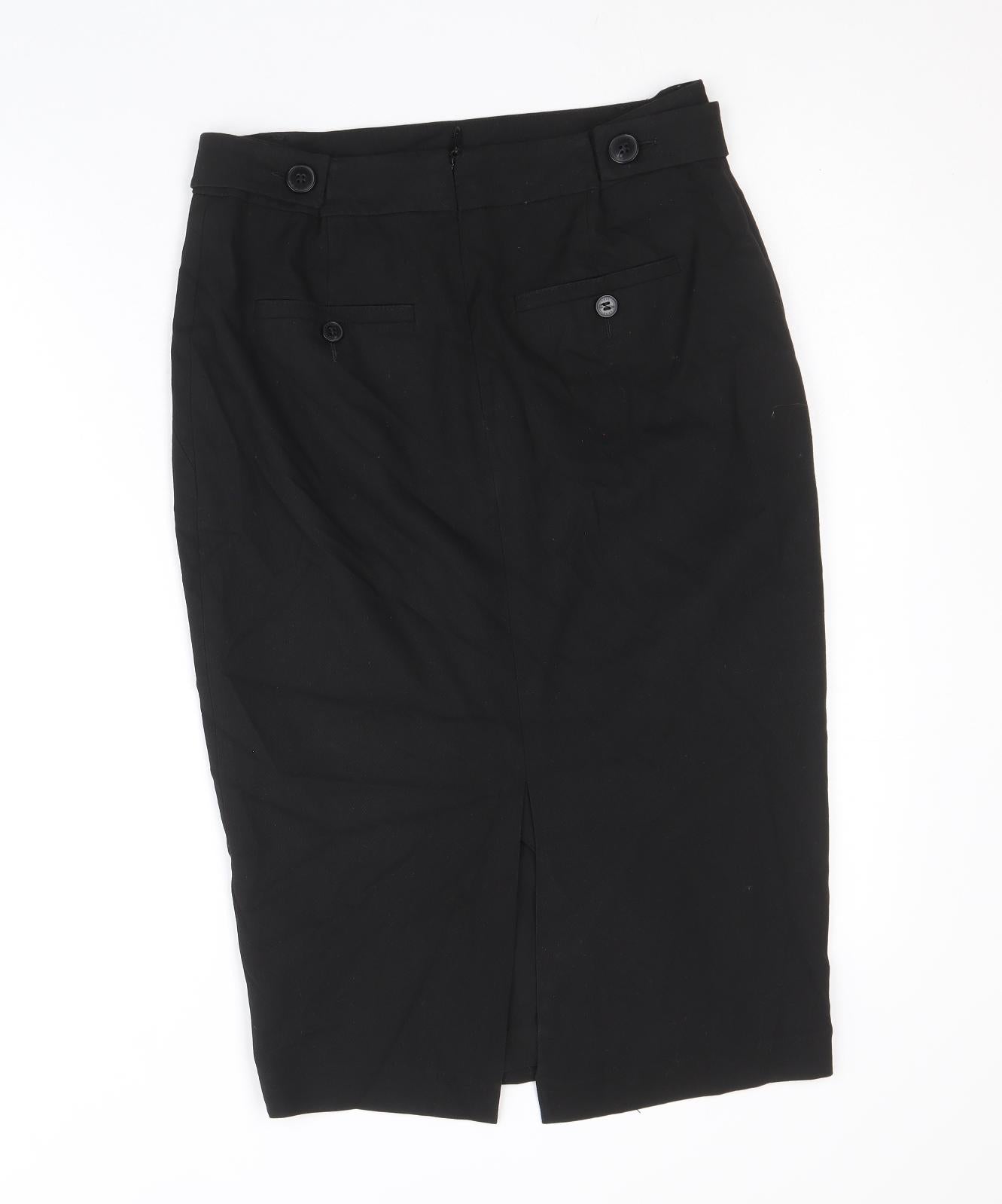 NEXT Womens Black Polyester Straight & Pencil Skirt Size 8 Zip