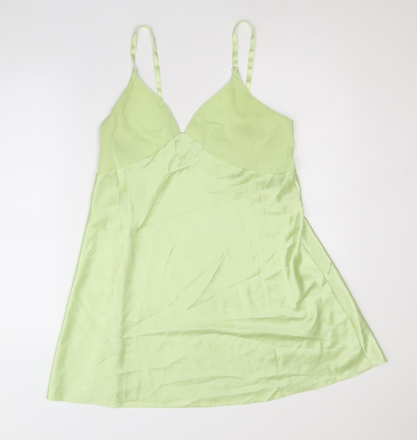 Marks and Spencer Womens Green Polyester Mini Size 14 V-Neck Pullover