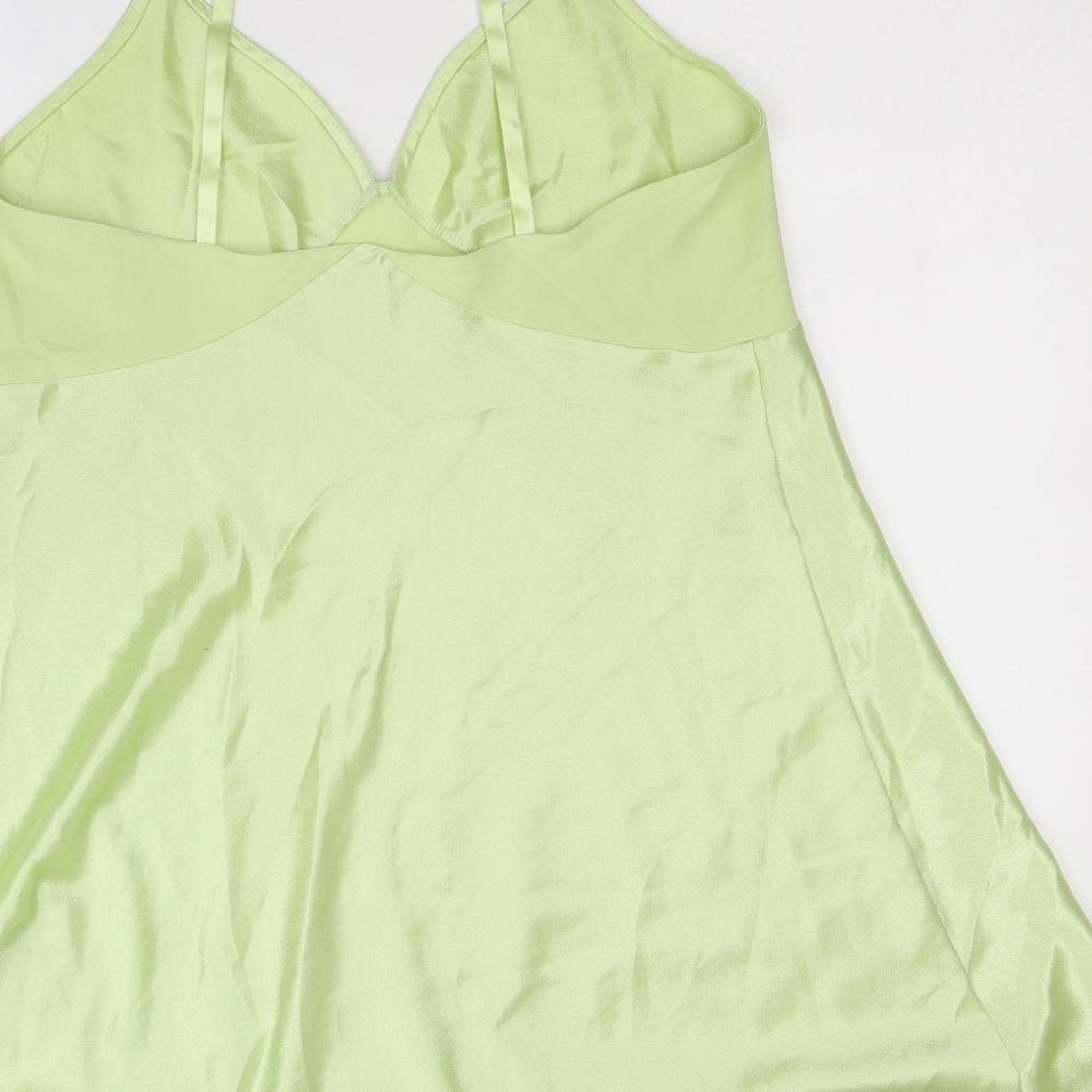 Marks and Spencer Womens Green Polyester Mini Size 14 V-Neck Pullover