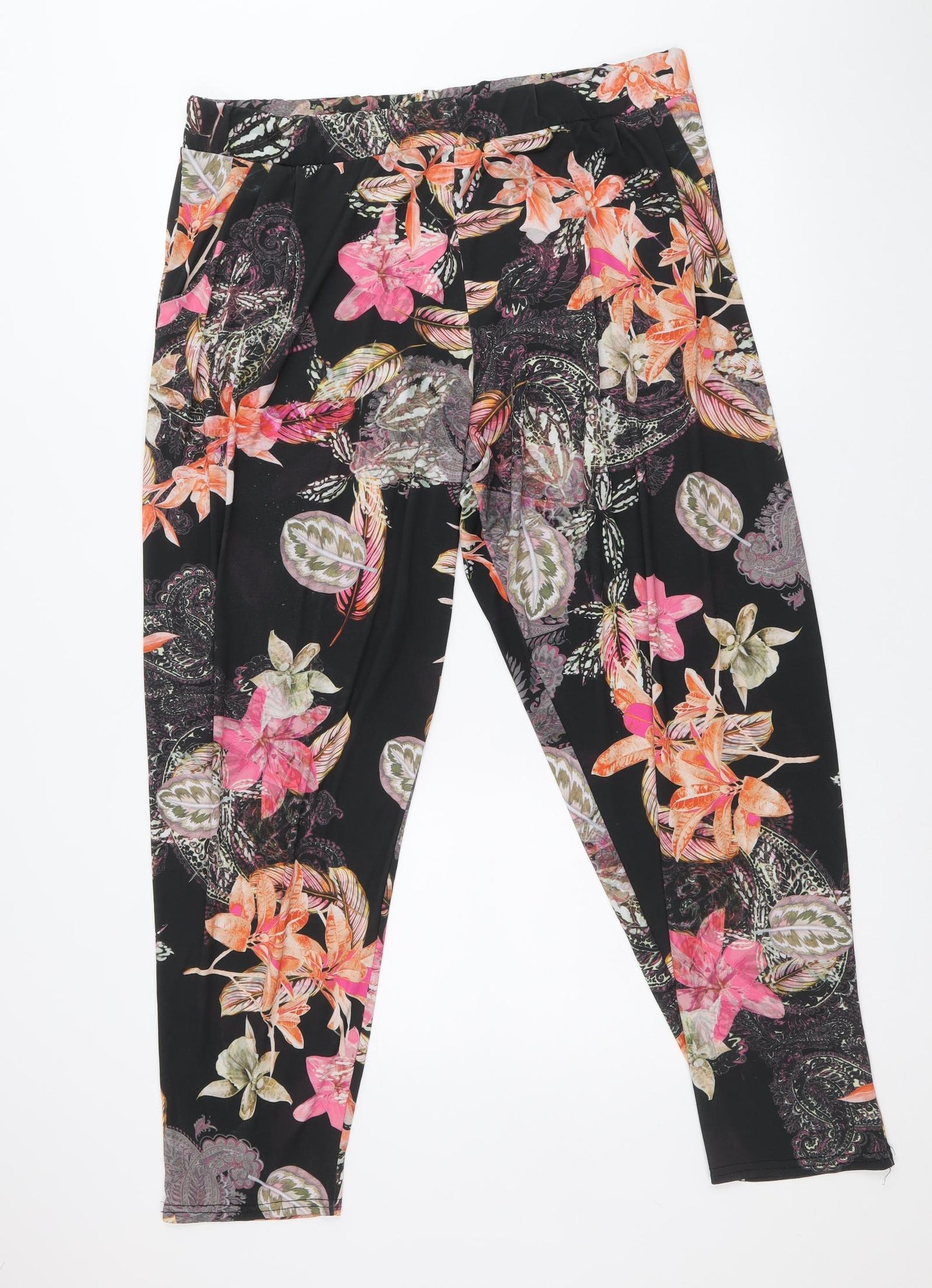 Styled By Womens Multicoloured Floral Polyester Harem Trousers Size XL Regular