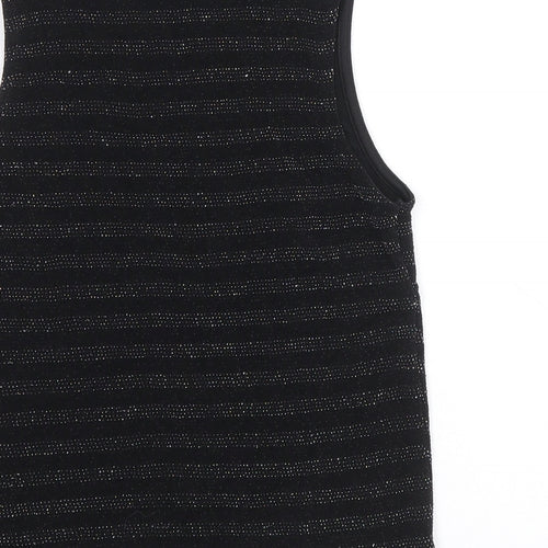Atmosphere Womens Black Striped Nylon Basic Tank Size 10 Mock Neck