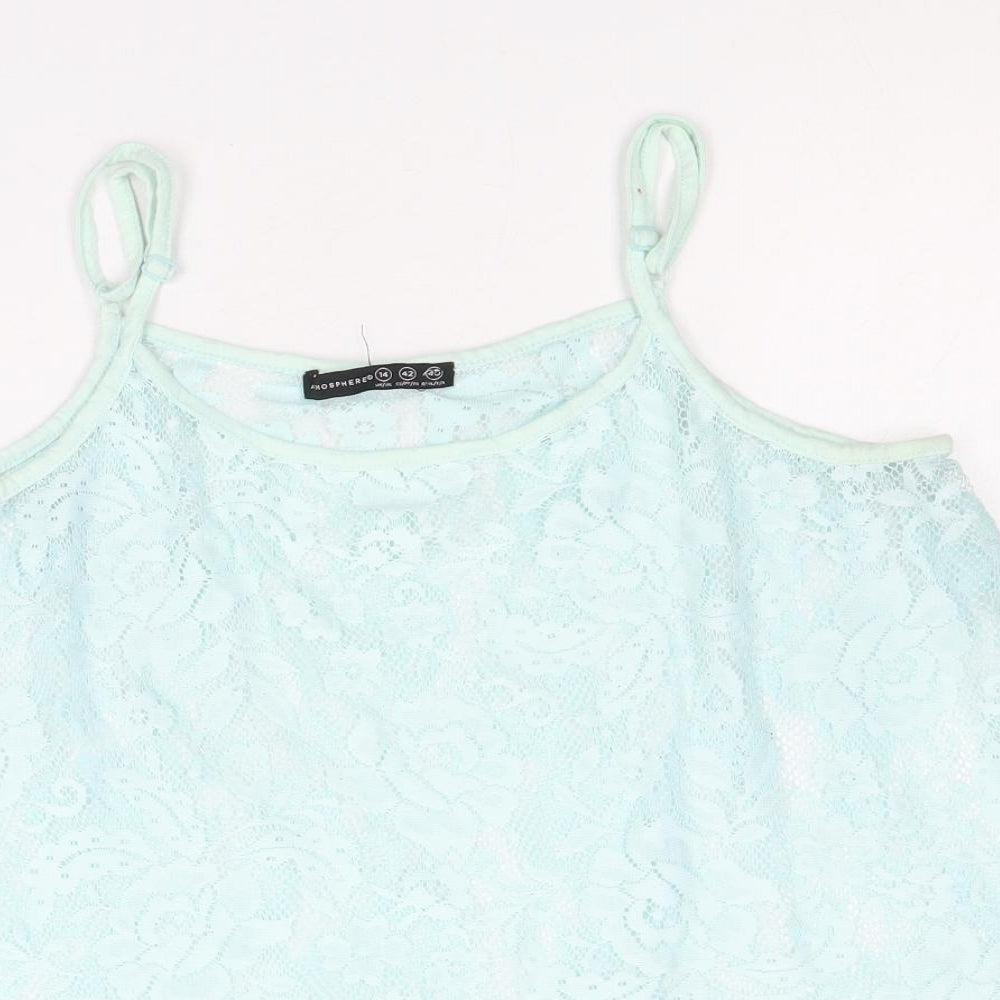 Atmosphere Womens Blue Floral Polyester Camisole Tank Size 14 Scoop Neck