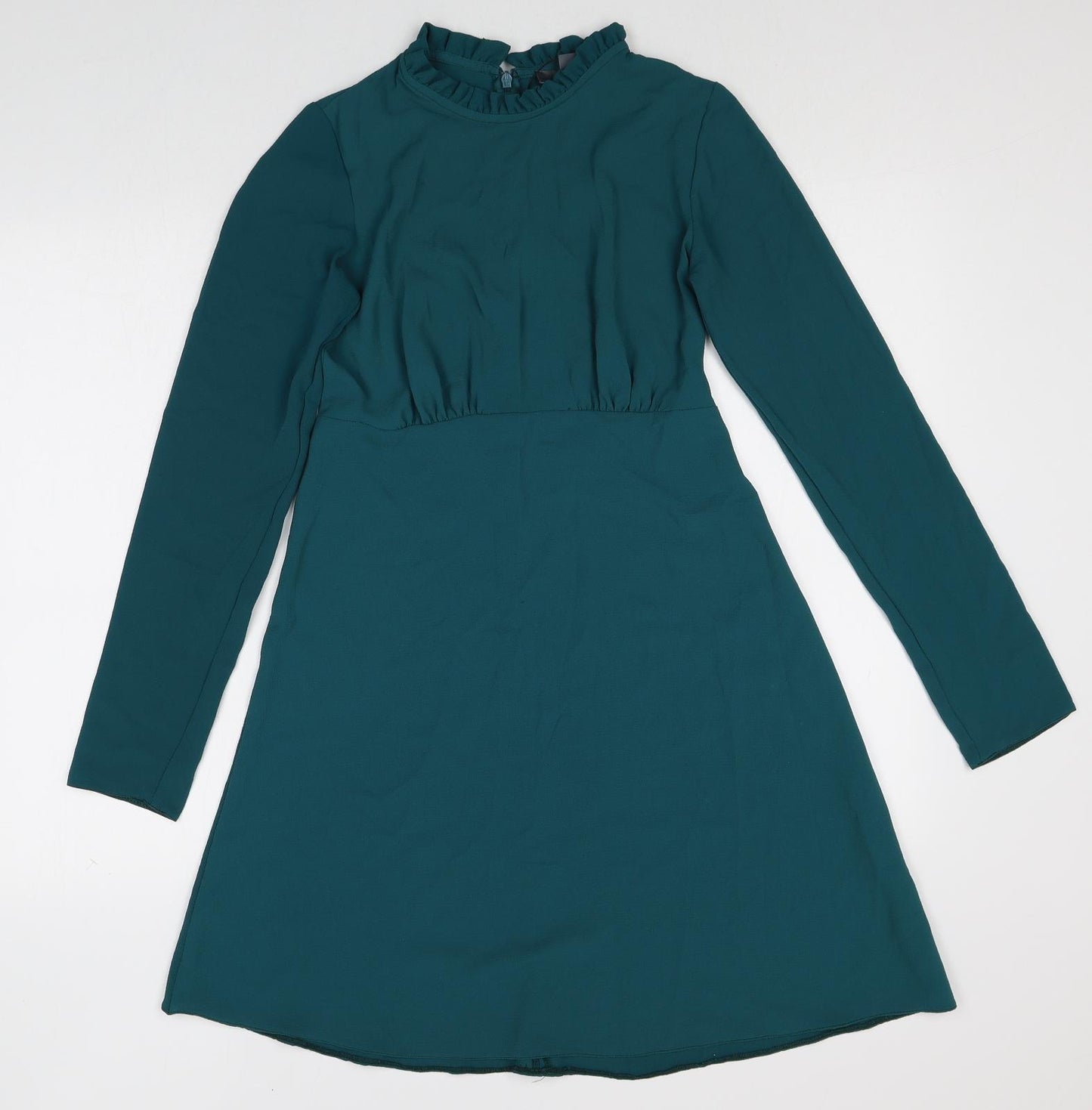Primark Womens Blue Polyester A-Line Size 8 Round Neck Zip