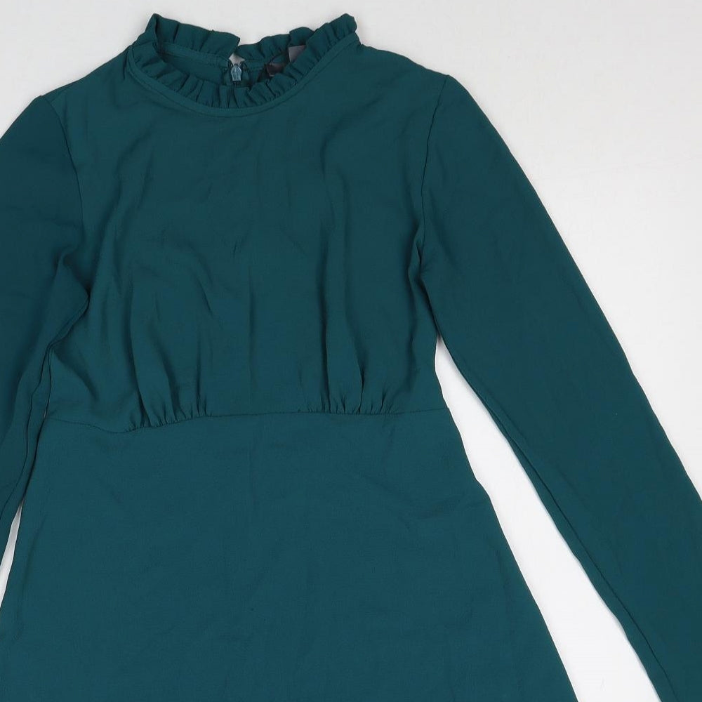Primark Womens Blue Polyester A-Line Size 8 Round Neck Zip