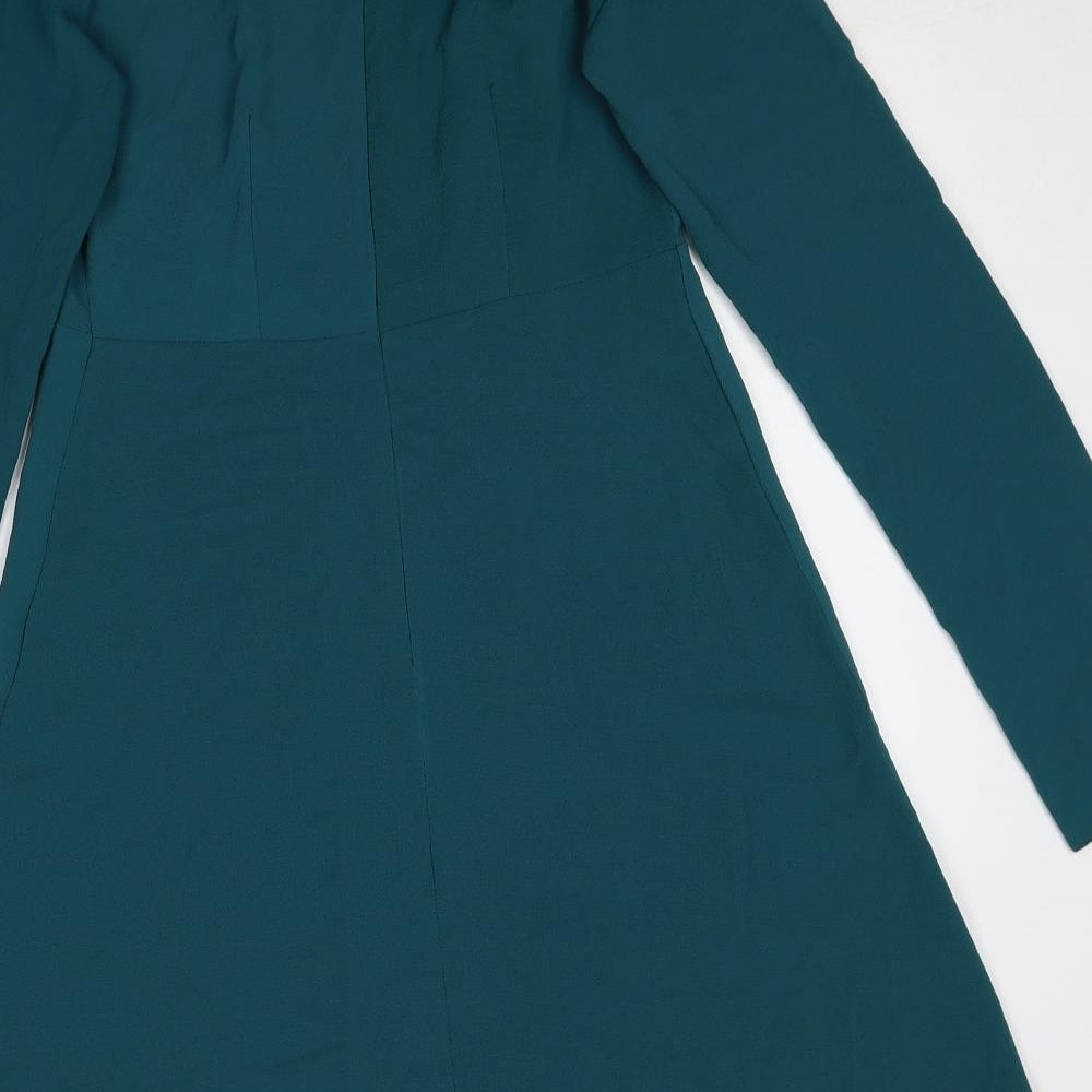 Primark Womens Blue Polyester A-Line Size 8 Round Neck Zip