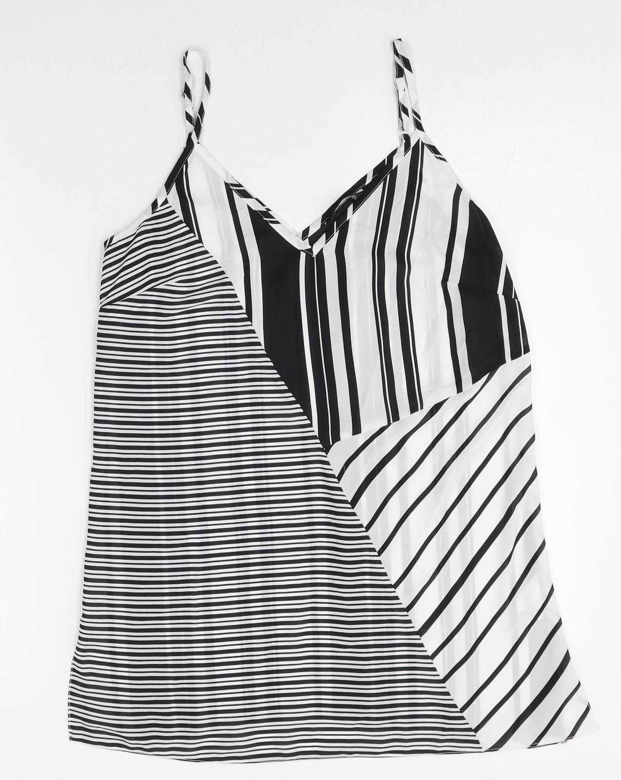 F&F Womens Multicoloured Striped Polyester Camisole Tank Size 8 V-Neck