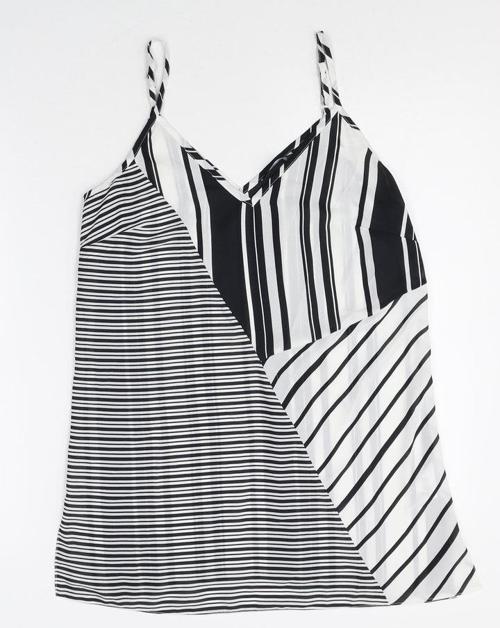 F&F Womens Multicoloured Striped Polyester Camisole Tank Size 8 V-Neck