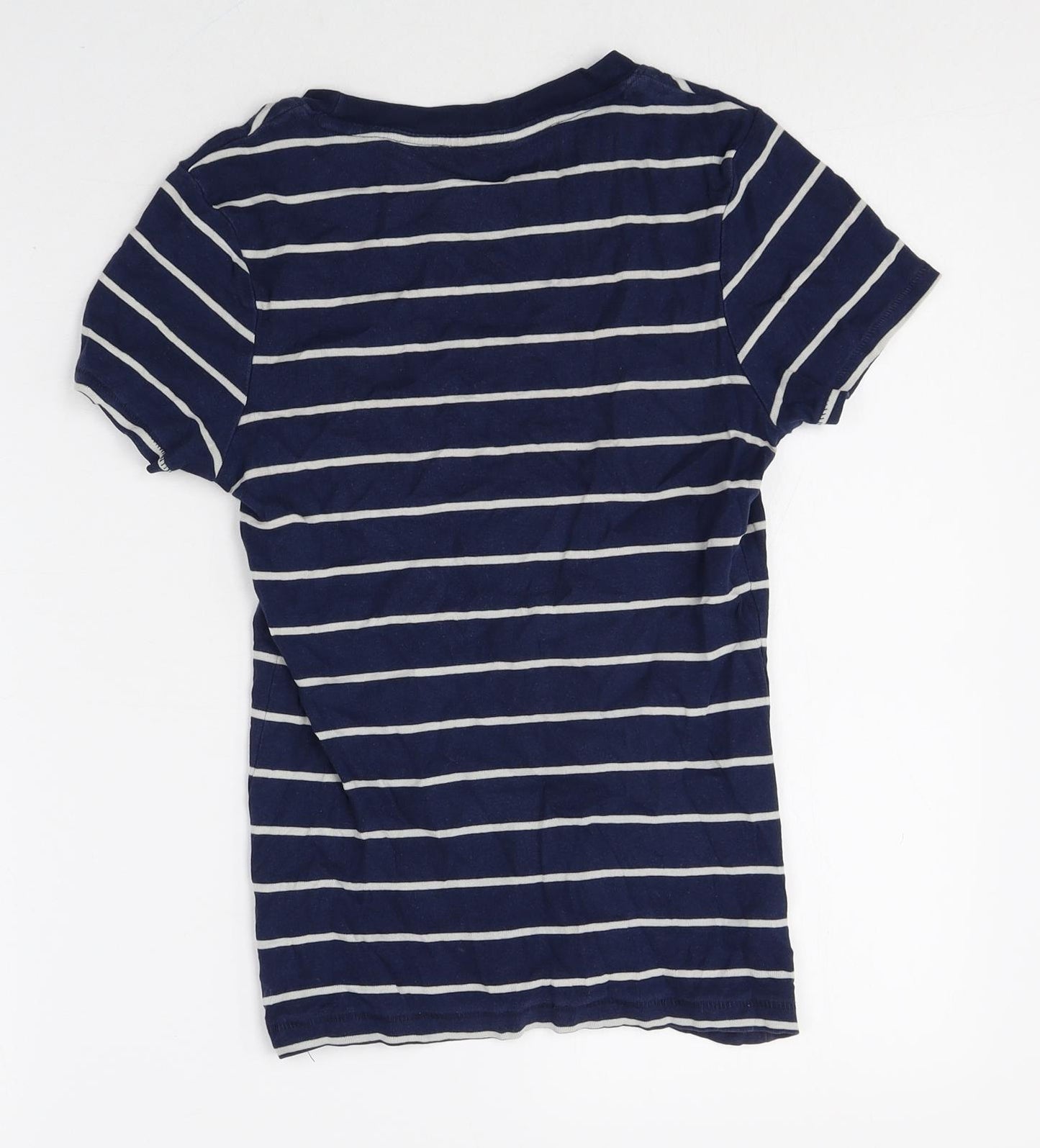 TU Girls Blue Striped 100% Cotton Basic T-Shirt Size 10 Years Round Neck Pullover