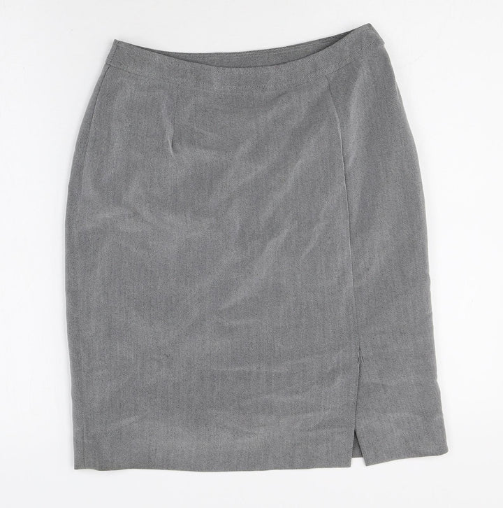 Linea Womens Grey Polyester Straight & Pencil Skirt Size 14 Zip