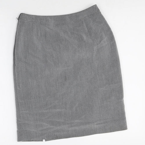 Linea Womens Grey Polyester Straight & Pencil Skirt Size 14 Zip