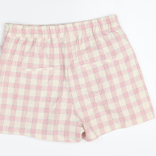 Bershka Womens Multicoloured Plaid Polyester Basic Shorts Size L Regular Zip