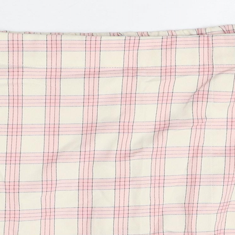 Bershka Womens Multicoloured Plaid Polyester Basic Shorts Size L Regular Zip