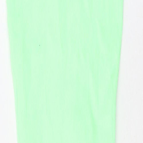 Bershka Womens Green Polyamide Bodycon Size S Off the Shoulder Pullover