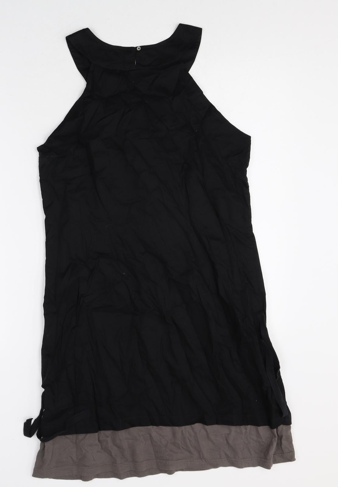 Miss Captain Womens Black 100% Cotton A-Line Size 10 Round Neck Button