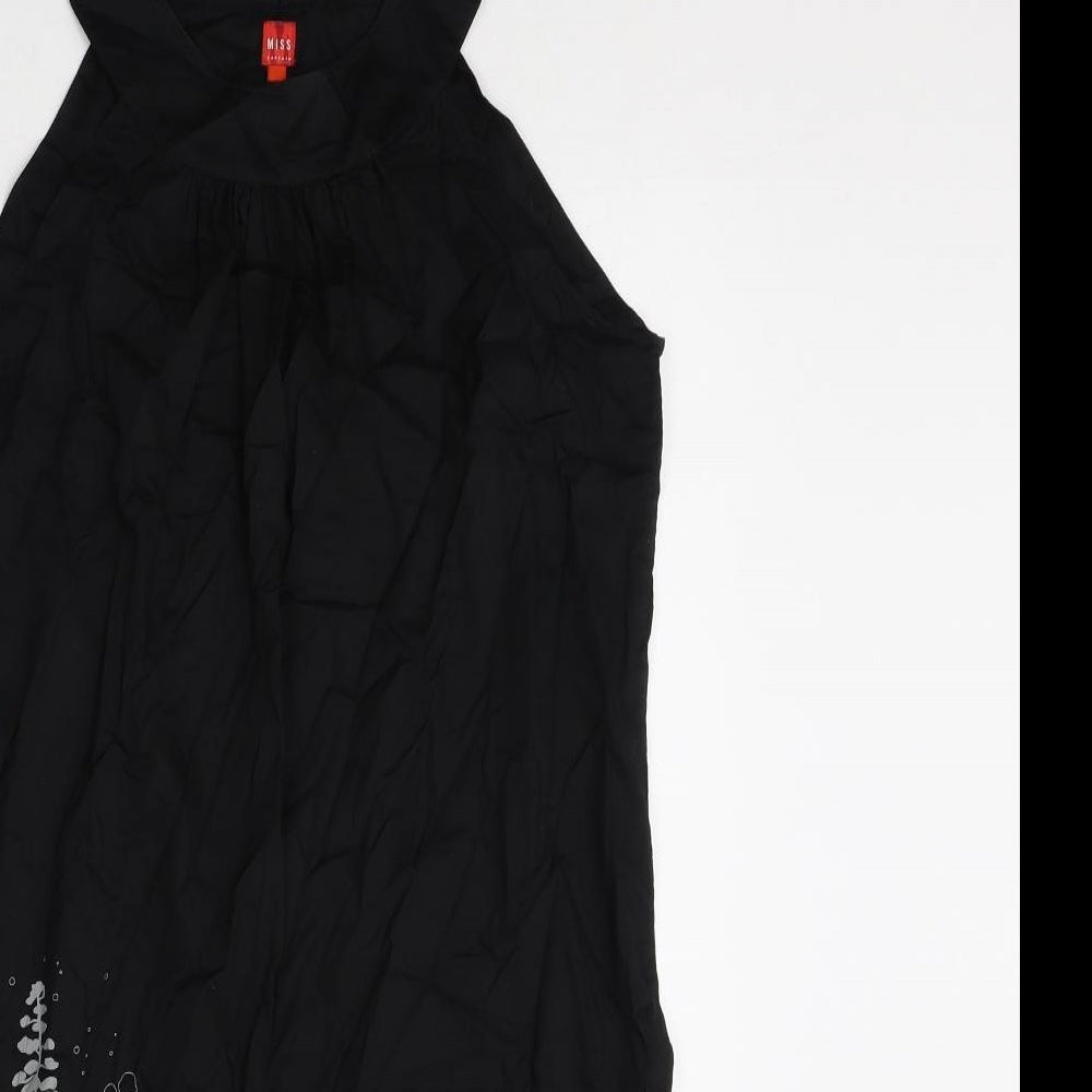 Miss Captain Womens Black 100% Cotton A-Line Size 10 Round Neck Button