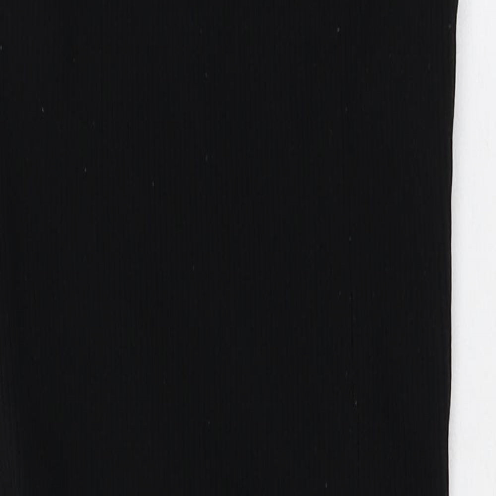 Bershka Womens Black Herringbone Polyamide Bodycon Size M One Shoulder Pullover