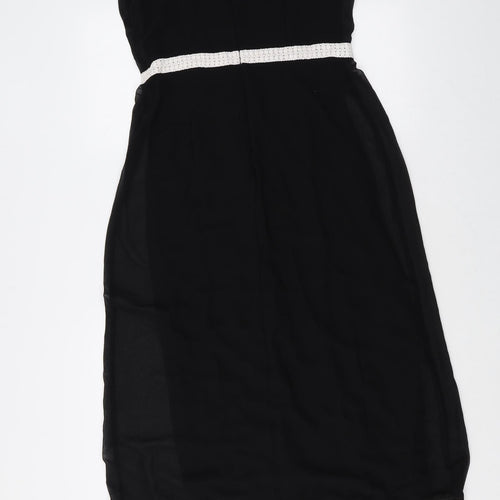 Pepperberry Womens Black Geometric Polyester Maxi Size 10 Scoop Neck Zip