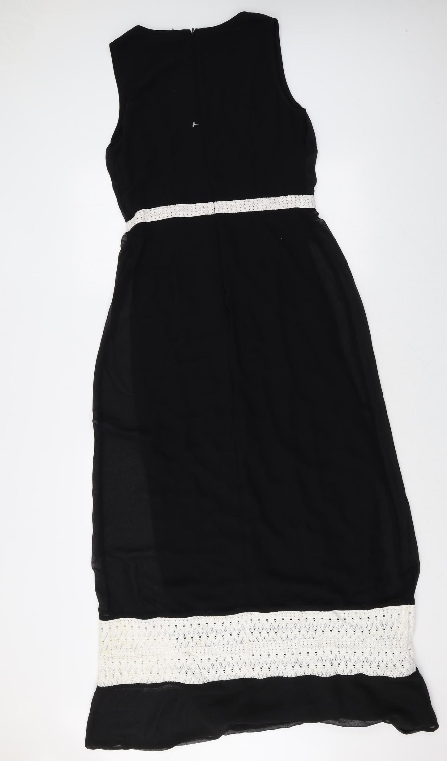 Pepperberry Womens Black Geometric Polyester Maxi Size 10 Scoop Neck Zip