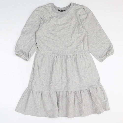 New Look Womens Grey Polyester A-Line Size 10 Round Neck Pullover