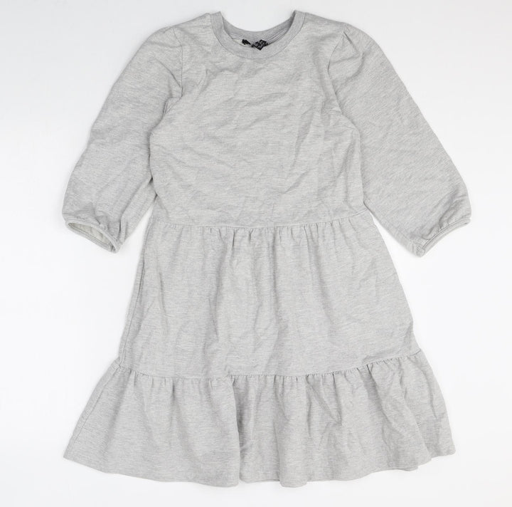 New Look Womens Grey Polyester A-Line Size 10 Round Neck Pullover