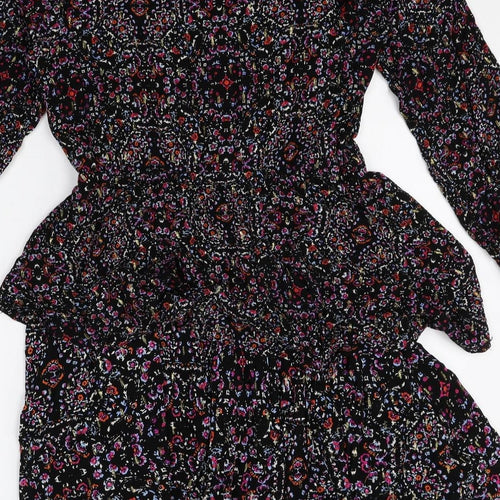 Fat Face Womens Multicoloured Geometric Viscose Skater Dress Size 10 V-Neck Pullover