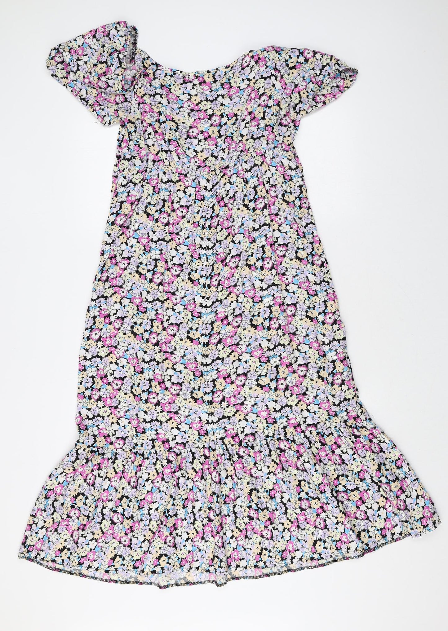 George Womens Multicoloured Floral Viscose Fit & Flare Size 14 Scoop Neck Pullover - Drop hem