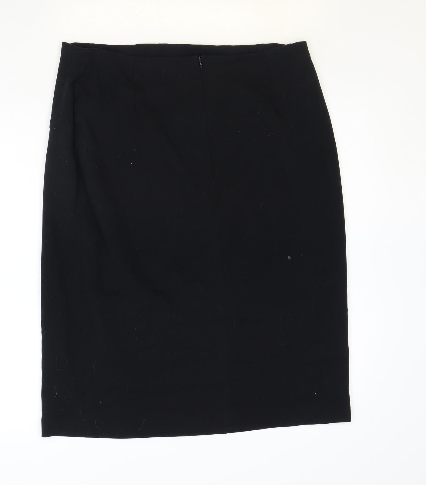 Marks and Spencer Womens Black Polyester Straight & Pencil Skirt Size 16 Zip